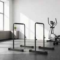SPORTNOW Set 2 Bare pentru Dips Reglabile pe 4 Niveluri de Înălțime, cu Mânere Antialunecare, Oțel, 70x50x80-105 cm, Negru(m-9)