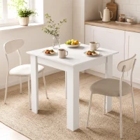 HOMCOM Square Dining Table, Modern Small Dining Table with Wood Effect, Space Saving, Non-slip Foot Pads, White(m-13)