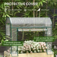 Outsunny Wooden Planter Box with Greenhouse Cover and Bed Liner, Raised Garden Bed for Vegetables, Flowers, Herbs(m-4)
