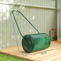 Outsunny 63 L Garden Lawn Roller with Water/Sand Filled Drum, Heavy Duty Steel Lawn Push Rolling Tool for Grass Seeding, Soil Levelling, Dark Green(m-3)