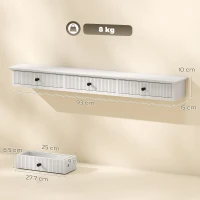 HOMCOM Shelf Wall-Mounted Storage Shelf Shelving Unit MDF 93 x 15 x 10 cm Entryway Kitchen Living Room, White(m-3)