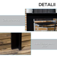 Outsunny Masă de Grădină cu Blat din Sticlă Securizată 150x90 cm pentru 6 Persoane, Masă de Luat Prânzul pentru Exterior, Dreptunghiulară, din Aluminiu, pentru Terasă, Balcon, Neagră(m-5)