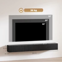 HOMCOM 180cm Floating TV Stand, Wall Mount TV Unit with Cable Management Hole, Fits up to 72" TV, Black(m-3)