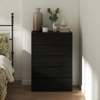 HOMCOM Chest of Drawers, 5 Drawer Dresser, Modern Storage Cabinet with 5 Drawers, for Bedroom, Living Room, Black(m-9)