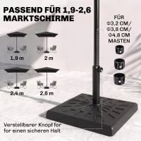 Outsunny Pied de Parasol 19 kg Carré en Polyrésine, pour Mâts de Ø 32/38/48 mm, 51x51x32cm, Noir(m-4)