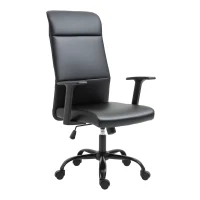 Vinsetto High Back Office Chair, Faux Leather Computer Desk Chair with Adjustable Height, Armrests, Swivel Wheels, Black(m-25)