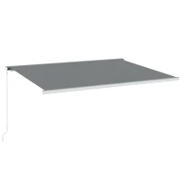 Outsunny 4x3m Full Cassette Electric/Manual Retractable Awning with LED Light and Remote Controller, Sun Canopies for Patio Door Window, Grey(m-10)