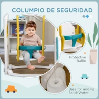 AIYAPLAY 6-in-1 Swing and Slide Set, Kids Playground with Basketball Hoop, Telescope, Storage Space - Yellow(m-6)