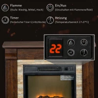 HOMCOM Elektrokamin 1800W elektrischer Kamin mit Heizung, Fernbedienung, Überhitzungsschutz, Dekokamin  Dunkelbraun(m-5)