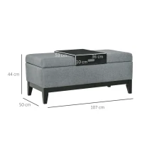 HOMCOM Cassapanca Imbottita con Contenitore Portaoggetti con Vassoio 107×50×44cm(m-3)