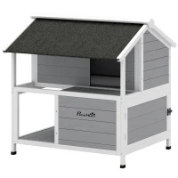 PawHut Casinha para Gatos Externa Refúgio para Gatos ao Ar Livre à Prova D'água Teto Retrátil Madeira de Abeto 80x93x95 cm Cinza(m-6)