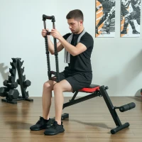 SPORTNOW Expansor de Pecho con Resistencia Ajustable de 10-50 kg para Desarrollo Muscular de Brazos 80x22x5 cm Negro(m-10)