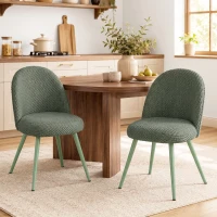 HOMCOM Conjunto 2 Cadeiras de Jantar em Veludo com Assento Acolchoado, Verde Escuro(m-4)