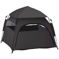 PawHut Haustierzelt, Hundezelt, klappbar, wetterbeständig, Hundehütte, für große Hunde, Schwarz(m-12)