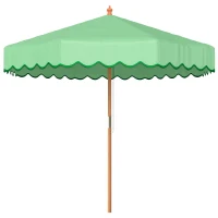 Outsunny Parasol de Jardin Rond avec Volants Rétro Chic Aspect Bois Protection Solaire UV 230cm Vert Clair(m-12)