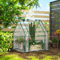 Outsunny Invernadero de Exterior con Puerta con Cremallera Base Impermeable y Marco de Acero 90x90x105 cm Transparente(m-10)