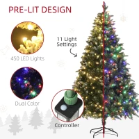 HOMCOM 7ft LED Pre-Lit Artificial Christmas Tree, with Base(m-5)