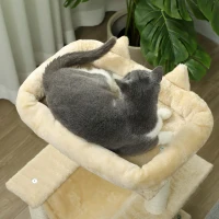 PawHut Árvore para Gatos Arranhador com Brinquedo Barra de Descanso Rede 48x48x90 cm Creme(m-5)