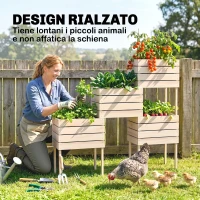 Outsunny Letto per Orto Rialzato con 4 Vasi Portapiante da 50x30x60cm, in Legno Colore Naturale(m-5)