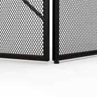HOMCOM Pare feu cheminée pliable 3 panneaux en acier avec décor géométrique et pieds antidérapants, 135l x 1,2P x 85H cm, noir(m-8)