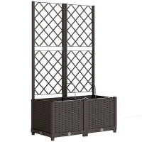Outsunny 2er Set Spalier mit Pflanzkasten Blumenkasten mit Drainageloch Timer Bewässerungssystem 80 x 40 x 136 cm Braun(m-1)