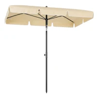 Outsunny Ombrellone da Giardino Rettangolare e Regolabile con Palo in Alluminio, 2x1.3x2.5 m, Beige(m-11)