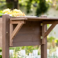 Outsunny Fioriera da Esterno a 8 Vasi con Ripiano Laterale e Mensola Inferiore, in Legno di Abete, 123x54x87 cm(m-8)
