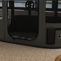 PawHut Cercado dobrável para cão gato pequenos animais em tecido Oxford com arrumação 84 x 64 x 53 cm cinza e preto(m-8)