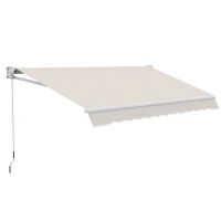 Outsunny Toldo de Pared Apertura Manual de Aluminio y Poliéster UV50+ para Exterior con Manivela 200x295 cm Blanco Crema(m-11)