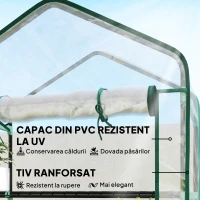 Outsunny Seră tip căsuță cu 5 niveluri, cu ușă rulabilă, din oțel și polietilenă, 90x49x193 cm, transparentă(m-6)
