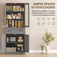 HOMCOM Mobile Dispensa a 5 Livelli con Cassetto Centrale in MDF e Truciolato, 76x40x182.5 cm, Grigio(m-5)
