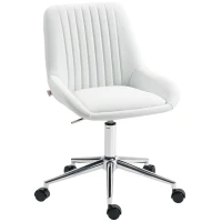 HOMCOM Cadeira de Escritório sem Braços Cadeira de Escritório com Altura Ajustável 52x58x80-90 cm Branco(m-7)