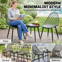 Outsunny 3-Piece Outdoor Bistro Set with 2 Chairs and Round Table for Garden, Balcony, Porch, Black(m-7)