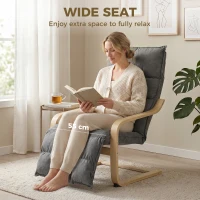 HOMCOM Modern Accent Chair, Leisure Lounge Chair Armchair with Footrest, Plush Cushion, Curved Legs and Arms, Grey(m-5)