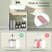 HOMCOM Dulap sub chiuvetă cu 2 uși amortizate pentru lavoar fără piedestal, 60x35x57,9 cm, alb(m-4)