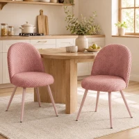 HOMCOM Juego de 2 Sillas de Comedor de Terciopelo con Asiento Acolchado Rosa(m-4)