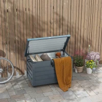 Outsunny Coffre de rangement extérieur 295L, avec vérin à gaz, roulettes et poignée, en acier galvanisé, 100 x 62 x 65 cm, gris(m-11)