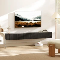 HOMCOM 180cm Floating TV Stand, Wall Mount TV Unit with Cable Management Hole, Fits up to 72" TV, Black(m-2)