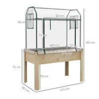 Outsunny Wooden Planter Box with Greenhouse Cover and Bed Liner, Raised Garden Bed for Vegetables, Flowers, Herbs(m-3)
