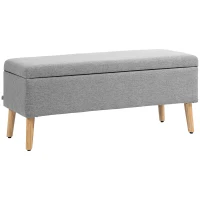 HOMCOM Banc coffre rangement rembourré aspect lin pour chambre à coucher, entrée, salon, charge 220 Kg, 110 x 39 x 45 cm, gris(m-1)