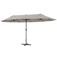 Outsunny Grande Parasol de Jardin Exterieur 4,6 x 2,7 m avec Pied en Croix, Parasol Double avec Manivelle, pour Terrasse, Café(m-11)