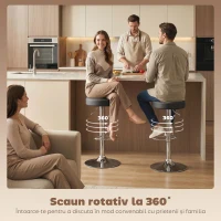 HOMCOM Set 2 Scaune de Bar Moderne și Reglabile, din Piele PU, Spumă și Metal, 38.5x38.5x62-84 cm, Negru(m-5)