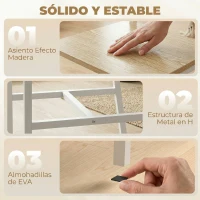 HOMCOM Juego de 2 Sillas de Comedor Sillas de Cocina con Respaldo Inclinado Estructura Metálica Natural(m-6)