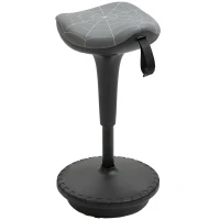 Vinsetto Bürohocker mit Schwenkfunktion, ergonomischer Hocker, höhenverstellbar 65,5-83,5 cm 120° neigbar Grau(m-1)