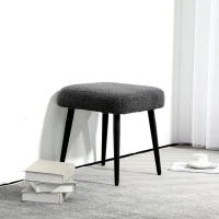 HOMCOM Hocker, Fußstütze, gepolsterter Sitz, Kaschmir-Optik, Stahlbeine, 42 x 42 x 44 cm, Dunkelgrau(m-10)