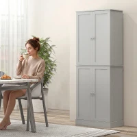 HOMCOM Dulap pentru provizii cu 4 uși și rafturi, rafturi reglabile pentru living și dining, gri(m-5)