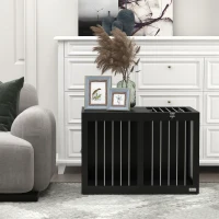 PawHut Gaiola para cães Caixa para cães Caixa de transporte para cães,  2 portas, trancável, grades de aço, 80 cm x 50 cm x 56,5 cm, Preto(m-4)