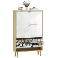 HOMCOM Dulap Slim Modern pentru Pantofi, cu 3 Sertare Rabatabile pentru 24 de Perechi, 80x24x127 cm, Alb(m-15)