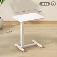 HOMCOM Mesa para Ficar em Pé Regulável em Altura incl. 4 Rodas Forma em C 65 cm x 48 cm x 73-110 cm Branco(m-3)