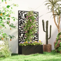 Outsunny Ghiveci cu spallier pentru plante cățărătoare din oțel, montare pe perete sau pe podea, 61x23x113 cm, negru(m-2)